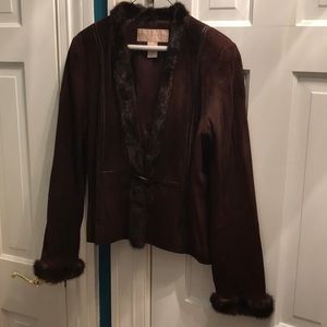 Doncaster suede jacket with mink trim